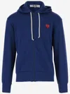Comme Des Garçons Navy Blue Logo Hoodie In Navy Blue