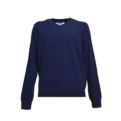 Comme Des Garçons Ribbed Crewneck Sweater Hem In Blue