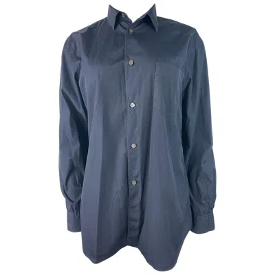 Pre-owned Comme Des Garçons Comme Des Garcons Navy Cotton Button Down Shirt Blouse, Size Large In Blue