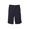 Comme Des Garçons Navy Nylon Bermuda Shorts With Mid-rise Waist