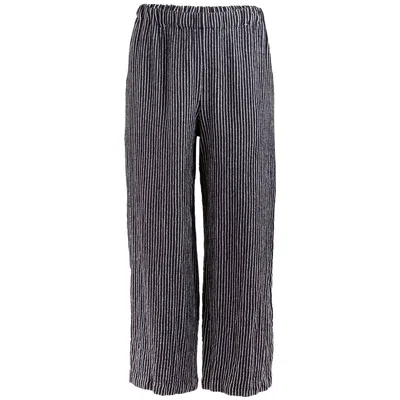 Pre-owned Comme Des Garçons Navy Pinstriped Wide Leg Pants In Blue