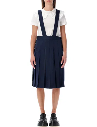 COMME DES GARÇONS COMME DES GARÇONS NAVY PLEATED SUSPENDER SKIRT