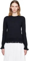 Comme Des Garçons Navy Ruffled Sweater In Blue