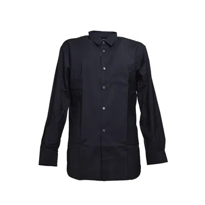 Comme Des Garçons Navy Stretch Cotton Shirt In Blue