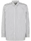 Comme Des Garçons Vertical Striped Button-down Shirt With Chest Pocket In White