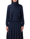 Comme Des Garçons Girl Navy Zip Sweatshirt With Ruffle Pockets In Blue