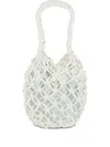 Comme Des Garçons Net-weave Leather Tote Bag In White