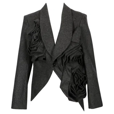 Pre-owned Comme Des Garçons New 2013 Comme Des Garcons Grey Jacket With Oversized Rose Motif In Red