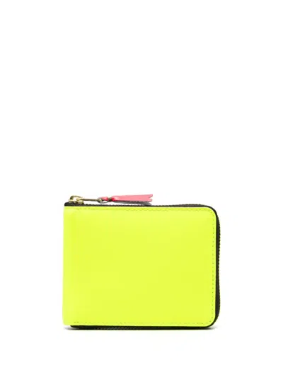 Comme Des Garçons Super Fluo Small Zip Coin Wallet In Yellow &amp; Orange