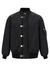 Comme Des Garçons Nylon Bomber Jacket With Ribbed Knit Cuffs And Padded Lining In Black