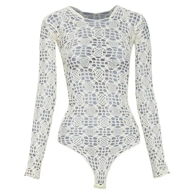 Comme Des Garçons Comme Des Garcons Nylon Braided Open Knit Bodysuit In Gray