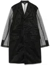 Comme Des Garçons Longline Sheer Sleeves Coat In Black