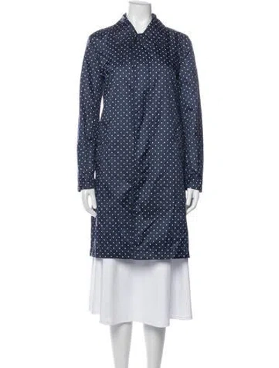 Pre-owned Comme Des Garçons Nylon Polka Dot Print Coat In Blue