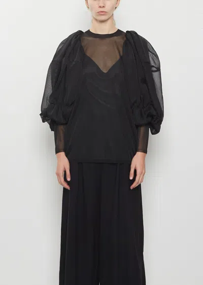 Comme Des Garçons Nylon Polyester Jersey Puff Sleeve Sweater In Black
