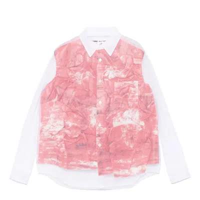 Comme Des Garçons Nylon Tulle X Paper Print Blouse In Pink