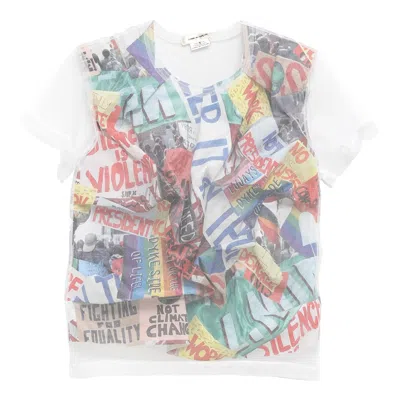 Comme Des Garçons Nylon Tulle X Paper Print Tee In White
