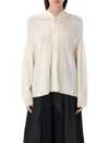 Comme Des Garçons Lightweight Knitwear Hooded Cardigan With Long Sleeves In White