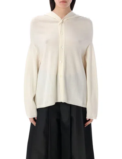 COMME DES GARÇONS OFF WHITE HOODED CARDIGAN