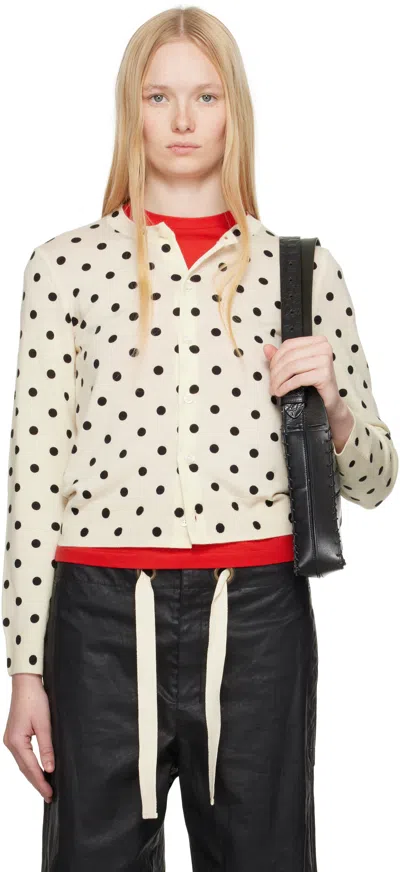 Comme Des Garçons Off-white Polka Dots Pattern Print Cardigan