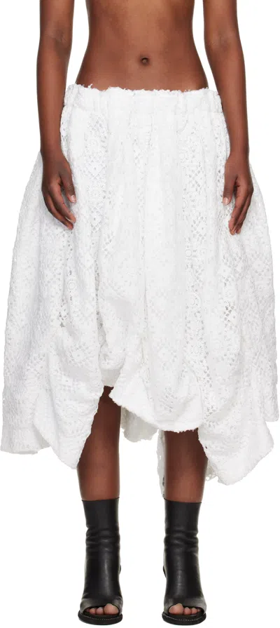 Comme Des Garçons Off-white Polyester Chemical Lace Midi Skirt