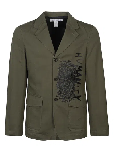 Comme Des Garçons Olive Green Cotton Printed Jacket