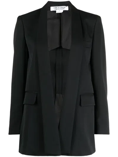Comme Des Garçons Open-front Wool Blazer In Black
