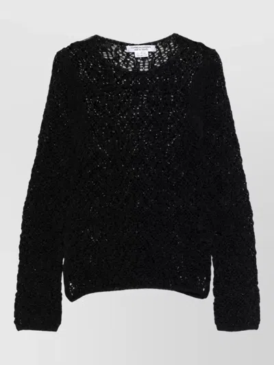 Comme Des Garçons Open Knit Crewneck Sweatshirt In Black