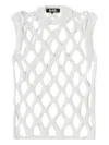 Comme Des Garçons Open-knit Vest In White
