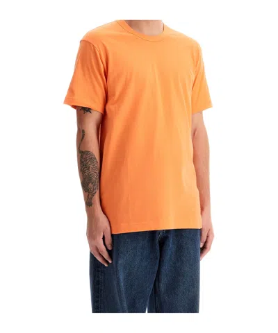 Comme Des Garçons Open-necked Black Shirt In Orange