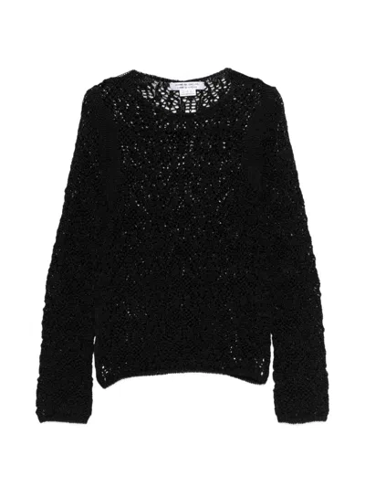 Comme Des Garçons Open-knit Crewneck Sweater In Black