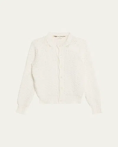 Comme Des Garçons Open-knit Crochet Crewneck Cardigan In Multi