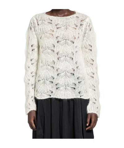Comme Des Garçons Open-knit Sweater In White
