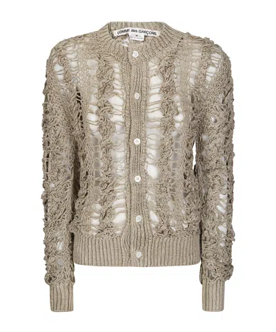 Comme Des Garçons Open-knitted Cardigan In Brown