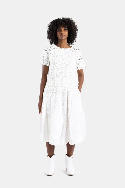 Comme Des Garçons Openwork Lace Pleated Skirt In White