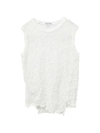 Comme Des Garçons Openwork Top In White