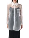 Comme Des Garçons Layered Wool Mesh And Tulle Shirt In White
