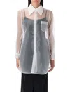 Comme Des Garçons Layered Wool Mesh And Tulle Shirt In White