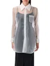 Comme Des Garçons Layered Wool Mesh And Tulle Shirt In White