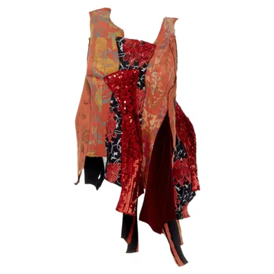 Comme Des Garçons Comme Des Garcons Oriental Jacquard Sequins Devore Skirt In Red
