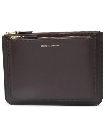Comme Des Garçons Outside Pocket Detailed Wallet In Brown