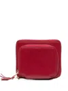 Comme Des Garçons Outside Pocket Double-zip Wallet In Red