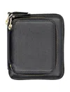 Comme Des Garçons Vertical Zip Around Wallet With External Pocket In Black