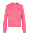 Comme Des Garçons Overlapping Heart Wool Cardigan In Pink