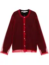 Comme Des Garçons Overlay-mesh Cardigan In Red