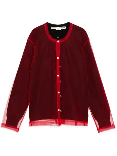Comme Des Garçons Overlay-mesh Cardigan In Red