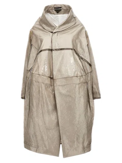 Comme Des Garçons Oversized Polyurethane Trench Coat In Gray