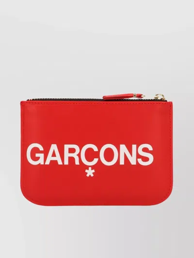 Comme Des Garçons Oversized Logo Zippered Purse In Red