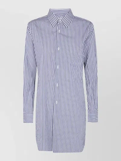 Comme Des Garçons Oversized Shirt Dress Long Sleeves Stripes In Blue