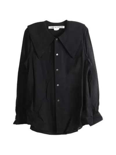 Comme Des Garçons Oversized-collar Sheer Shirt In Black