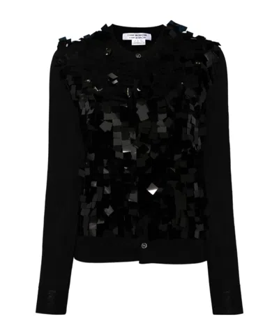 Comme Des Garçons Comme Des Garcons Comme Des Garcons Embellished Knitted Cardigan In Black